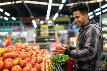 Consumer at grocery store