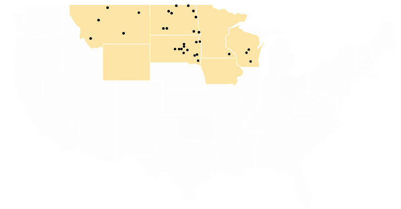 Map_upper midwest Map of upper midwest Wilbur Ellis Locations